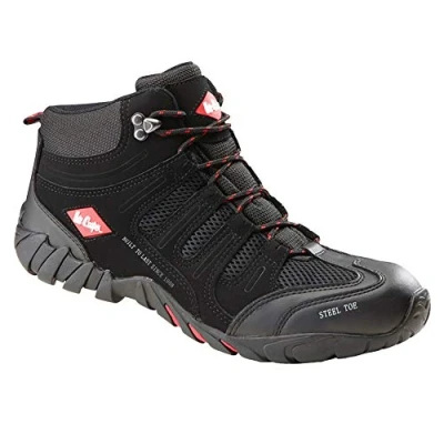 Image de Lee Cooper Pour des hommes Workwear légère respirante acier Embout de Sécurité Midsole au travail Formateurs Bottes S1P SRA, Noir, 46 EU