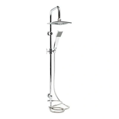 Image de Wiltec Système douche Effet pluie Pommeau de Carré Robinetterie Douchette incluse Acier inoxydable Colonne Accessoire réglage Confort Équipement Salle bains