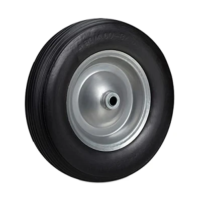 Image de Relaxdays Lot de 2 Roue brouette 4.80 4.00 8, en Caoutchouc, Secours, Jante, Diable 100 kg Charge, Noir/Gris