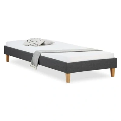 Image de Homestyle4u Cadre de Lit Simple 90 x 200 Gris Sommier à Lattes