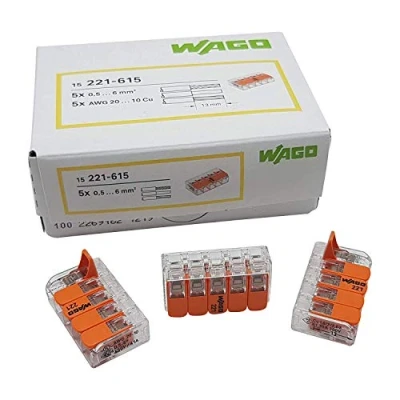 Image de 15 pièces Wago borne de raccordement 5 fils avec levier 0,5 6 qmm petit modèle, transparent
