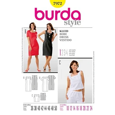 Image de Burda B7972 Patron de Couture Robe 19 x 13 cm, 38 50