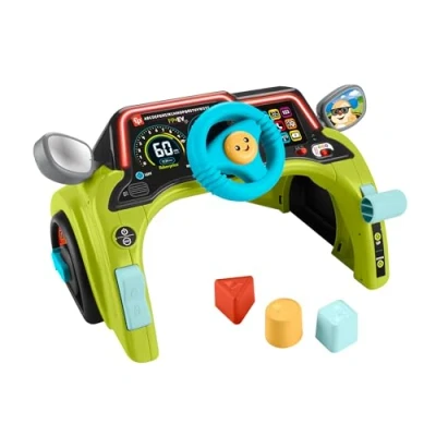 Image de Fisher Price Centre d’activités Ma Première Voiture Rires et Éveil, jouet d’apprentissage pour bébé enfants à partir de 6 mois, version multilingue, HYR92