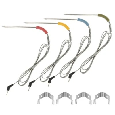 Image de Bowarepro Lot de 4 sondes rechange pour barbecue Weber Igrill 2 Mini 3 Kit à viande 30 C 300 (vert, bleu, rouge, jaune)