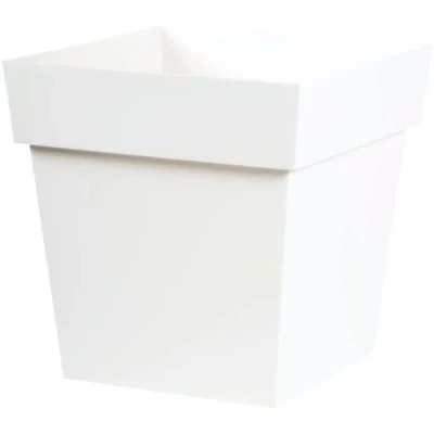 Image de EDA Pot de Fleur Carré TOSCANE 39 cm Volume 38 L x H.39 Blanc