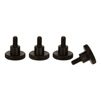 Image de PrecisionGeek Moleté Pouce vis/Vis d&#039;épaule en Acier Noir DIN 464 M4 x 8mm Lot de 4