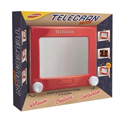 Image de Joustra Ardoise Magique Telecran Original pour Dessiner à l&#039;Infini Enfants dès 5 ans Format 19X19 cm Coloris Rouge, J41404, Multicolore