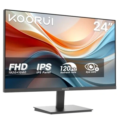 Image de KOORUI E2411H 24 Pouces Ecran PC, FHD 1920 x 1080 120Hz Moniteur,IPS,Adaptive Sync HDMI 1.4, Eye Care, inclinable de 5 à 15, VESA 100 100mm
