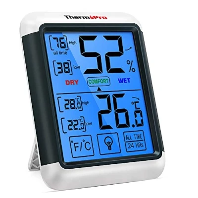 Image de ThermoPro TP55 Thermomètre Numérique Hygromètre Intérieur Indicateur D&#039;humidité avec Grand Écran Tactile et Rétroéclairage Jauges de Température, lcd