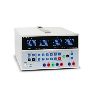 Image de PeakTech 6075 Alimentation de Laboratoire DC avec 2 Sorties, Double 0 30V / 5A, Règlable, Protection contre les Courts Circuits, Stabilisée à Découpage