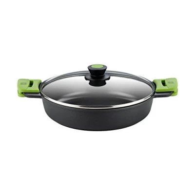 Image de BRA Prior Faitout Bas 32 cm , Fonte D&#039;Aluminium, avec Antiadhésif Teflon Innovations sans PFOA, Couvercle en Verre et Anses Silicone Démontables, Tous Feux Dont Induction