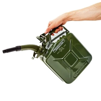 Image de BW© Jerrican en métal de 5 litres avec bec verseur Vert olive RAL 6003 Certifié TÜV et homologation ONU Fabriqué Europe
