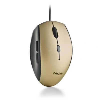 Image de NGS Moth Gold Souris d’Ordinateur Optique Filaire USB avec 5 Boutons Silencieux et Défilement, Ergonomique, 800/1200/1600 DPI Dimmable, Or
