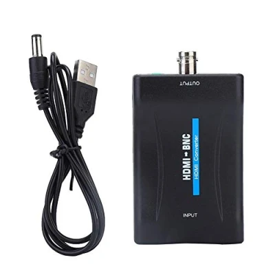 Image de adaptateur ASHATA HDMI vers BNC, vidéo BNC composite et convertisseur de signal audio 3,5 mm 480i 576i Prise en charge NTSC/PAL, respectueux l&#039;environnem