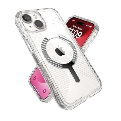 Image de Speck GemShell Grip Coque Transparente pour iPhone 15, Fine, conçue MagSafe, poignée de Protection Contre Les Chutes 14 et 13 Résistante aux Rayures,