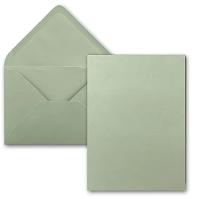 Image de Lot de 50 Cartes Avec Enveloppes simples au format A5 (14,8 x 21 cm) C5 (15,4 22 fermeture par collage humide Eucalyptus