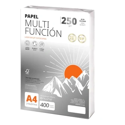 Image de folios A4 250 g 400 feuilles, papier polyvalent pour imprimante, feuilles imprimantes laser et injection, photocopieur, usage bureau, matériel scolaire, paquet de Ofituria (250gr, 400h)