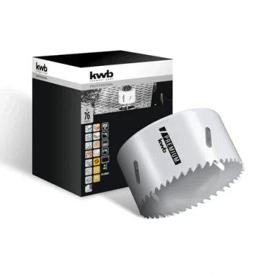 Image de kwb Scie cloche bi métal HSS Ø 76 mm, 8% allié au cobalt avec denture Vario progressive et haute précision pour une utilisation polyvalente