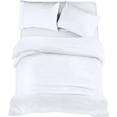 Image de Utopia Bedding Housse de Couette 200x200cm, Drap 135x190cm et Taies d&#039;oreiller 50x75cm Microfibre brossée Polyester Douce (Blanc)