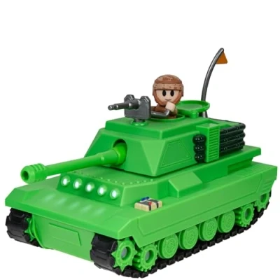 Image de DevSeries Brookhaven Feature Tank Véhicule de 19,1 cm avec lumières, Bandes roulement, Tourelle d&#039;éjection, Figurine 7,9 et Code Article virtuel Exclusif