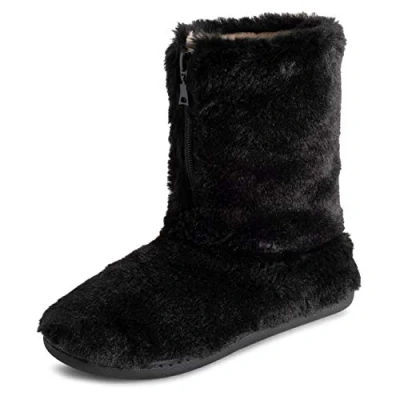Image de Polar Femmes Mousse A Mémoire Fermeture Eclairper Fausse Fourrure Couverte Semelle En Caoutchouc Intérieure Confortable Luxe Bottes Chaussons Noir UK5/EU38 YC0719