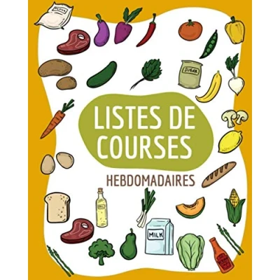 Image de listes de courses hebdomadaires: 52 fiches pour toute l&#039;année A aimanter sur le frigo Format Large cases préremplies + un cadeau 4 course Noël