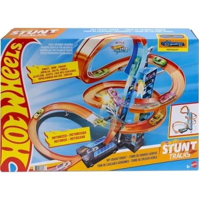 Image de Hot Wheels Coffret Altitude Crash avec Loopings Et Propulseur pour Véhicules Petite Voiture de Course, Emballage Fermé, Jouet Enfant, Gwt39 Exclusivité sur Amazon