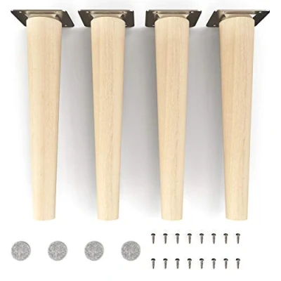 Image de Pieds de meuble en bois sossai® Clif Round Nature (non traitée) Hauteur: 25 cm HMF1 rond, conique (version droite) Matériau: massif (hêtre) pour chaises, tables, placards, etc.