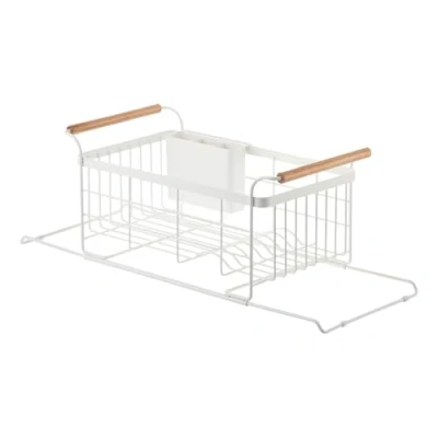 Image de YAMAZAKI Home Égouttoir à Vaisselle Extensible au Dessus de l&#039;évier Support séchage Cuisine en Acier Carbone Blanc Taille Unique