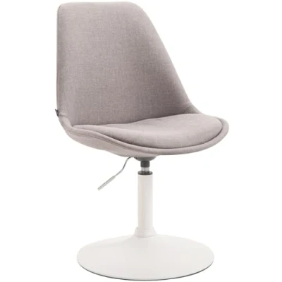 Image de CLP Chaise De Salle A Manger Mavevick en Tissu I Design Retro Ajustable Et Pivotante Pied Métal, Couleur:Gris, Couleur du Cadre:Blanc
