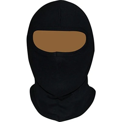 Image de Rynz Collection Cagoule 100 % coton à visage ouvert pour casque de moto, ski Taille unique (Noir)