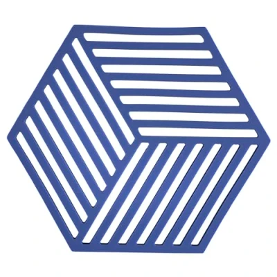 Image de Zone Denmark Dessous De Plat Hexagon en Silicone Design GéoméTrique Moderne Résistant À 250C Lave Vaisselle Dimensions 16 x 14 0,9 cm Indigo