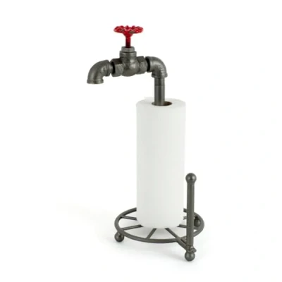 Image de Balvi Support essuie Tout Pipeline en Forme de Robinet sur canalisation Style Industriel Fer 39x22, 5