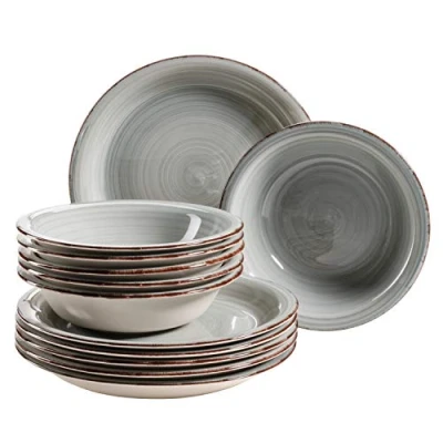 Image de Set de assiettes en grès Mäser Série Bel Tempo Bleu fumée (Bel Ii).