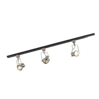 Image de QAZQA suplux Système de rail spot luminaire plafond, plafonnier compatible pour led 3 lumière L 1000 mm Noir Moderne éclairage intérieur Salon I Chambre Cuisine Salle à manger