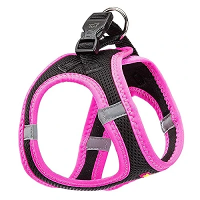 Image de Ferplast Harnais Petit Chien Kaori XS, pour Chat Respirant, rembourré et réglable, Facile à Porter, Bords réfléchissants, Poitrine 32 36 cm. Rose