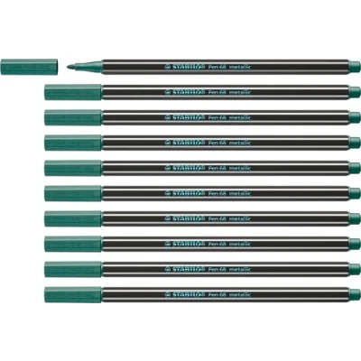 Image de Feutre métallisé STABILO Pen 68 metallic Lot x 10 feutres métallisés pointe moyenne Vert