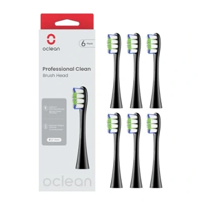 Image de Oclean Brossettes de recharge professional B06, Compatible avec Flow, X Pro, Pro Elite, Digital, X10, Ultra, Air2, F1, Approuvés Par La FDA,Noir 6Pcs