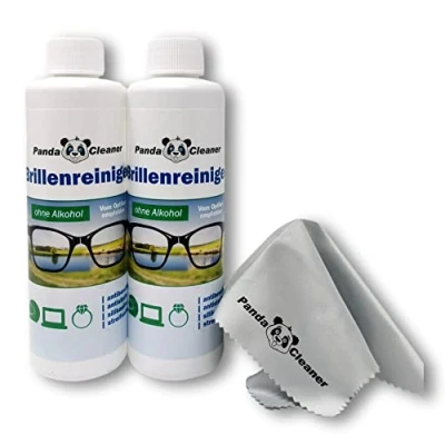 Image de Pandacleaner Kit de recharge 500 ml nettoyant pour lunettes 2 x 250 Avec chiffon nettoyage Sans alcool, anti buée
