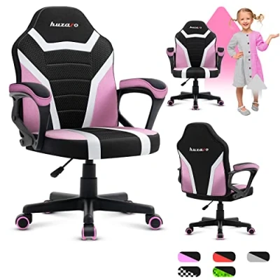 Image de huzaro Ranger 1.0 Chaise Gaming Fauteuil pour Enfants Gamer de Jeu Design Ergonomique Hauteur réglable 80mm Accoudoirs Moelleux Tissu Respirant Rose
