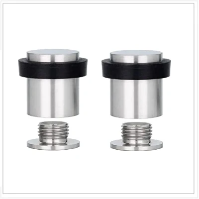 Image de EVI Herrajes Lot de 2 butées porte 25 x 27 mm Base filetée Caoutchouc noir Acier inoxydable Finition mate Comprend vis + cheville fixation Modèle 040811CBAM