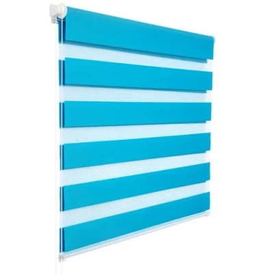 Image de WOLTU Store Enrouleur Jour Nuit sans Perçage, Zébré en Double Tissu, Rideau Translucide et Occultant, Protection de la Vie Privée, Montage Facile avec Clips, 90l x 150L cm, Turquoise