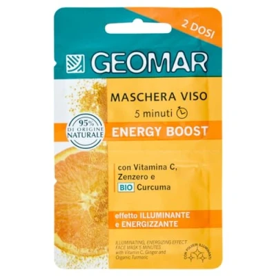 Image de GEOMAR Masque Visage Energy Boost, Effet Illuminant et Énergisant, 5 minutes, 95% d’Origine Naturelle, Testé Dermatologiquement, Made in Italy, 7,5 ml x 2