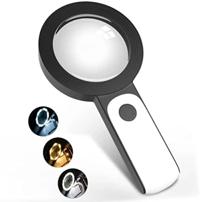 Image de loupe avec 18 lumières LED, grande de lecture portable 30x, pour les personnes âgées, pièces monnaie, timbres, carte, inspection, dégénérescence maculaire (noir)