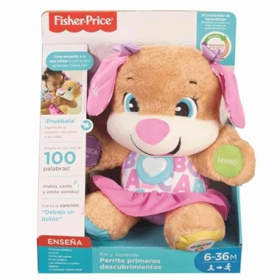 Image de Fisher Price la sœur de Puppy Eveil Progressif jouet bébé, peluche interactive, plus 50 chansons et 3 niveaux 6 mois plus, Version: Espagnol, FPP55