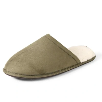 Image de Amazon Essentials Chaussons Douillets Homme, Vert Olive Foncé Micro Suède, 41 EU