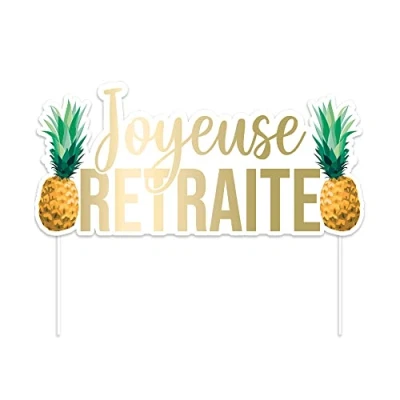 Image de THE REPLICANT Accessoire de Fête/Top Gâteau Joyeuse Retraite Motifs Tropicaux/Dimension : 17 x13 cm
