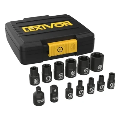 Image de Set de13 douilles Torx de profilés E Torx, externe à étoile taille E4, E5, E6, E7, E8 E10, E12, E14, E16, E18, E20 3/8 1/4, et 1/4 adaptateur inclus (LX 147)