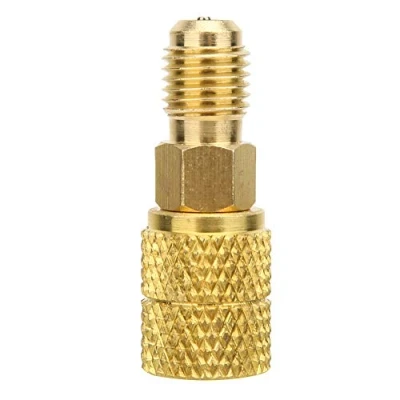 Image de Adaptateur Pivotant Droit R410A, R410A A/C 1/4 Pouce Mâle Sa E à 5/16 Femelle Connecteur de Tuyau(R410A Extérieur 1/4SAE Intérieur 5/16SAE)