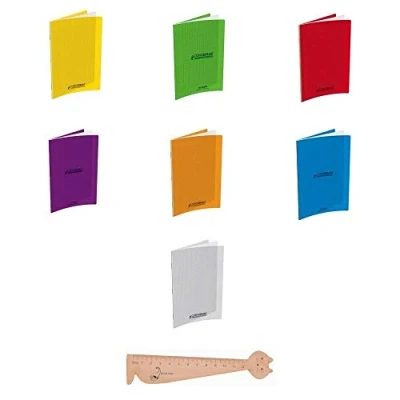 Image de Lot De 7 Cahiers 24 x 32 cm 48 Pages Couverture Polypro + 1 Règle Marque Blumie